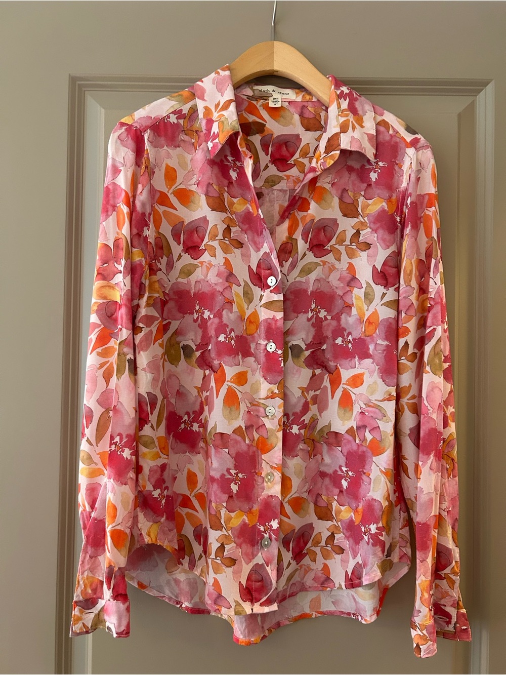 cloth & stone Pink and Orange Floral Button-Down Shirt